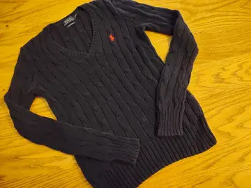 폴로 랄프로렌 RALPH 코튼 케이블 니트 네이비 XS V넥