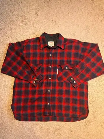 옴브레 체크 셔츠 플란넬 셔츠 짧은 기장