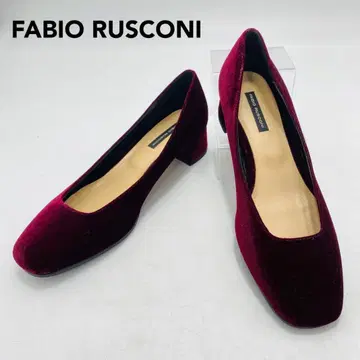 미사용 FABIO RUSCONI 펌프스 안창 스퀘어토 벨로아 38