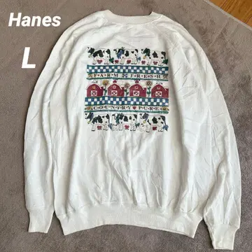 Hanes SPORTS 맨투맨 래글런 90s 소 외양간 미국제 L