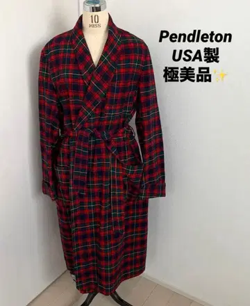 70s 펜들턴 USA 체크 울 가운 코트