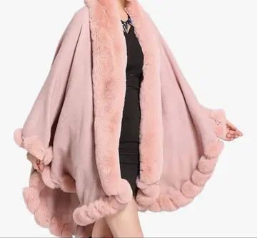 대형 스톨 퍼 핑크 망토 판초