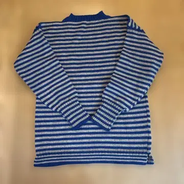 L' Tricoteur 파랑 그레이 스트라이프 스웨터