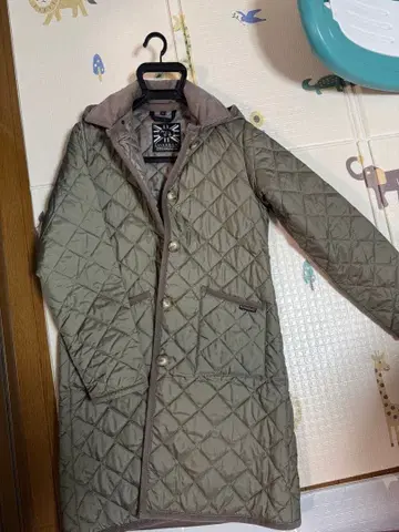 LAVENHAM 퀼팅 롱 코트 10호 카키