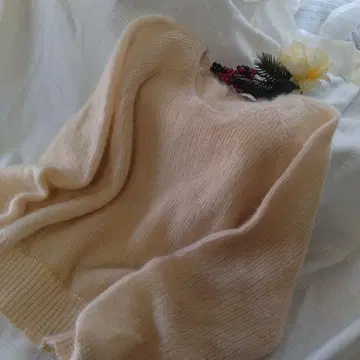 ELMOREA 베이지 모헤어 니트 긴팔 고급 반짝이