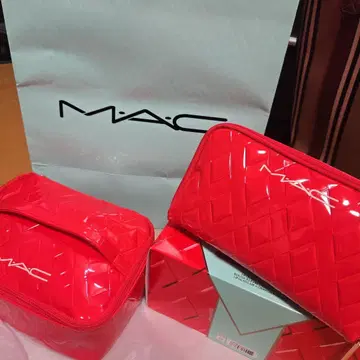 MAC 빨간색 퀼팅 파우치 세트