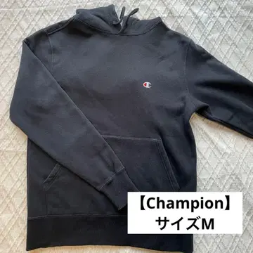 Champion 블랙 후드 부착 후드티