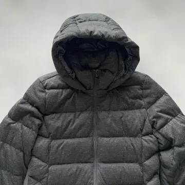 L 유니클로 W 지퍼 스트레치 다운 코트 다크 그레이 울 롱 다운