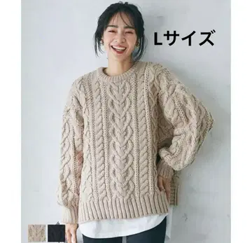 [ 새상품급 ] coca 울 믹스 로우 게이지 케이블 니트 L