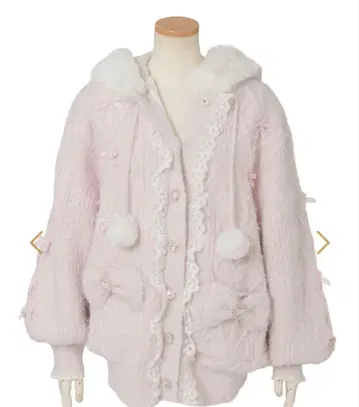 LIZLISA 토끼 귀 코트 페더 니트 후드티