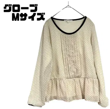 그로브 도트 무늬 쉬폰 블라우스 프릴 밑단 긴팔