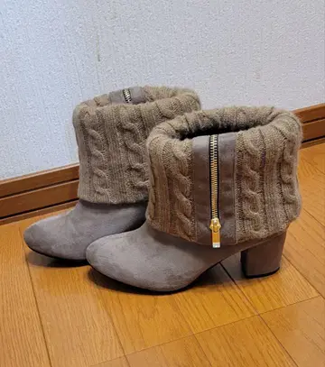 스웨이드 느낌 니트 부츠