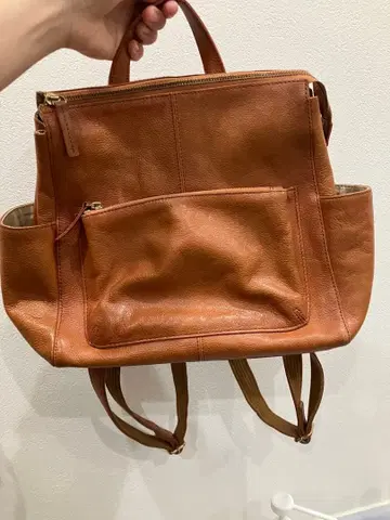 브라운 가죽 백팩