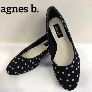 agnes b. 에네스베 라운드토 펌프스 네이비 도트 무늬