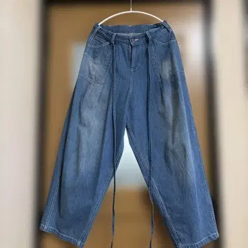 데님 와이드 팬츠 하이웨스트 면 100%