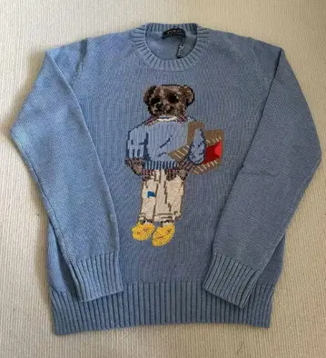 새상품급 폴로베어 코튼 스웨터 폴로 랄프로렌 실크 자수 S