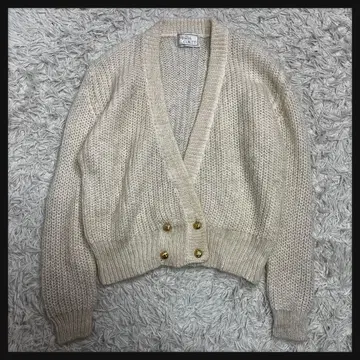 모헤어 가디건 V넥 골드 버튼 남성용 여성용 빈티지 90s