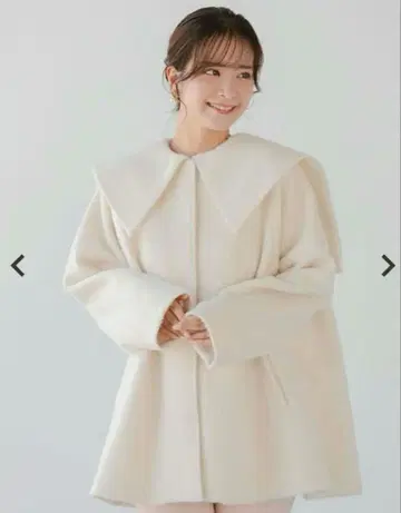 fitmore 빅 칼라 울 라이크 샤기 코트 아이보리