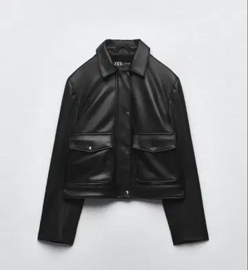 ZARA 블랙 페이크 가죽 자켓 S 사이즈