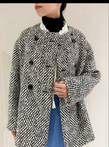 TOMORROWLAND 99,000엔 컬러 네프 트위드 배럴 코트