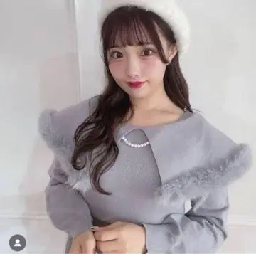 에블린 evelyn 퍼 케이프 니트