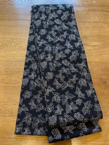 블랙에 은색 라메 나비 무늬 반폭 오비 소부쿠로 오비