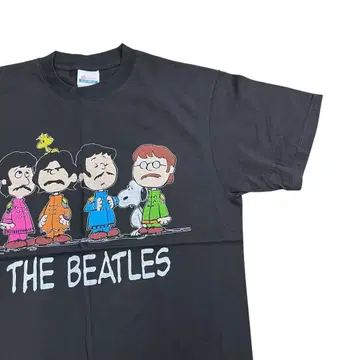 THE BEATLES 스누피 콜라보 프린트 T셔츠 블랙 XL