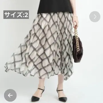 아푸와이저 리셰 아지메헴 시어 플리츠 스커트 체크 사이즈 2