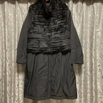 HIROKO BIS 히로코비스 퍼 베스트 포함 충전솜 롱 코트 13호