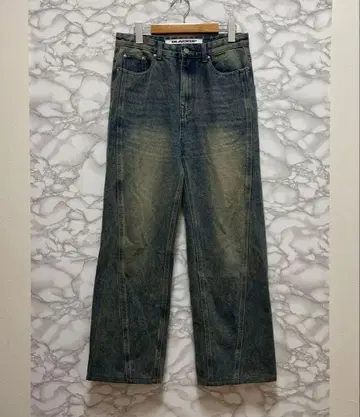 BLACKUP 페스티벌 와이드 데님 팬츠 빈티지 가공 한국 패션