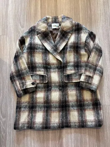 차오패닉 체크 무늬 더블 브레스트 코트