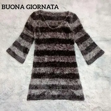 BUONA GIORNATA 보나죠르나타 샤기 니트 미니 원피스 F