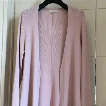 EPOCA 에포카 40 롱 기장 가디건 리브 니트 핑크
