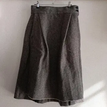 울 그레이 플레어 스커트 사이드 지퍼