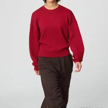 유니클로C 스무스 코튼 크루넥 스웨터 15 레드 XL