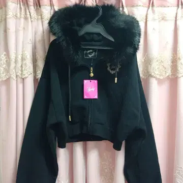 택 포함 새상품 볼륨 퍼 포함 심플 무지 후드티 블랙