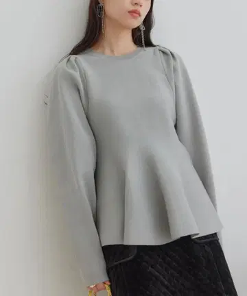 VIS 워셔블 페플럼 니트 풀오버 라이트 그레이