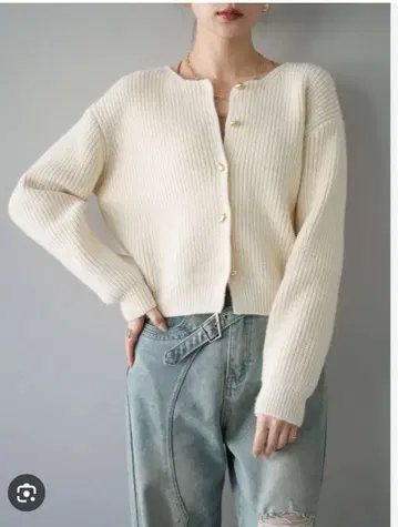 뤼미에 아제 짜임 골드 버튼 니트 가디건