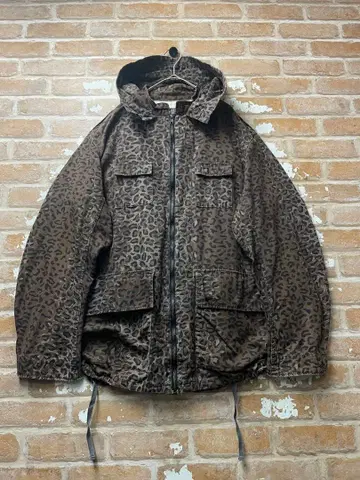 90s 밀리터리 자켓 레오파드 y2k 올 패턴 후드티 브라운
