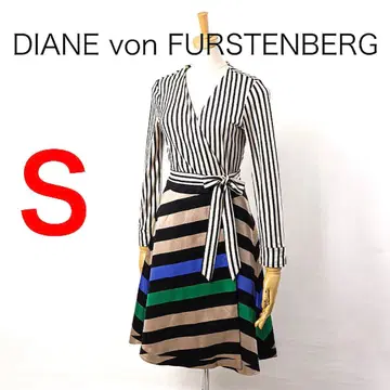H3908 다이앤 폰 파스텐버그 실크 혼방 스트라이프 절개 랩 원피스