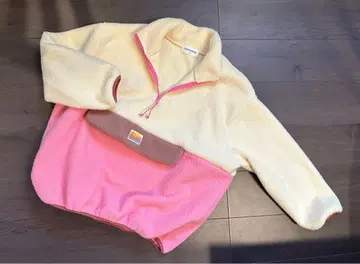 배색 플리스 아노락 하프 지퍼 한국 패션