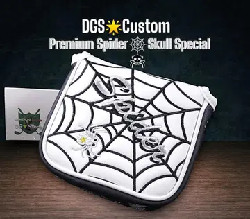한정판! DGS 스파이더&스컬 화이트/블랙 스퀘어 골프헤드커버