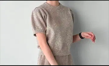 루니 라메 퍼프 슬리브 반팔 니트