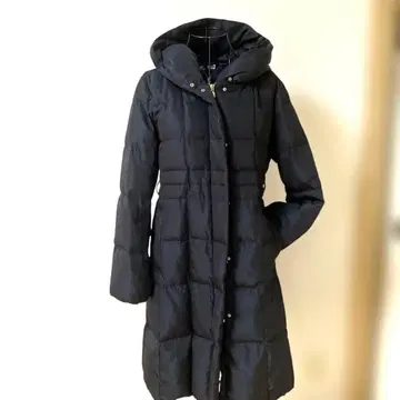 AVV 후드 부착 블랙 다운 롱 코트