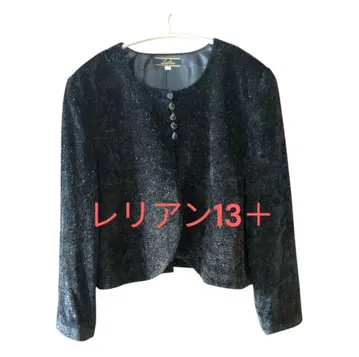 레리안 13 라메 믹스 블랙 노카라 볼레로 자켓