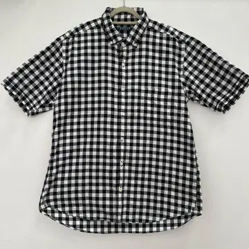 배송비 포함 EADEM 반팔 체크 셔츠 블랙/화이트