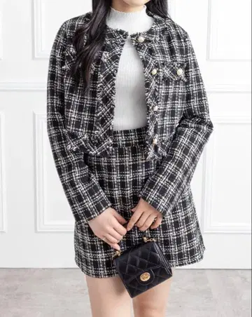 클리어 트위드 자켓 블랙