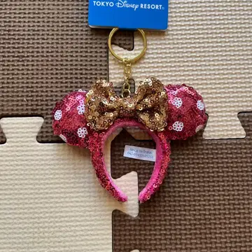 디즈니 미니 머리띠 키체인 도트 핑크