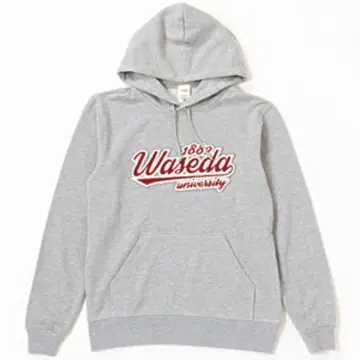 와세다 대학교 사가 와펜 후드티 그레이 XL