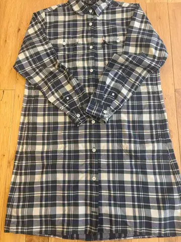 mont-bell 네이비 계열 체크 무늬 셔츠 원피스 XL 사이즈